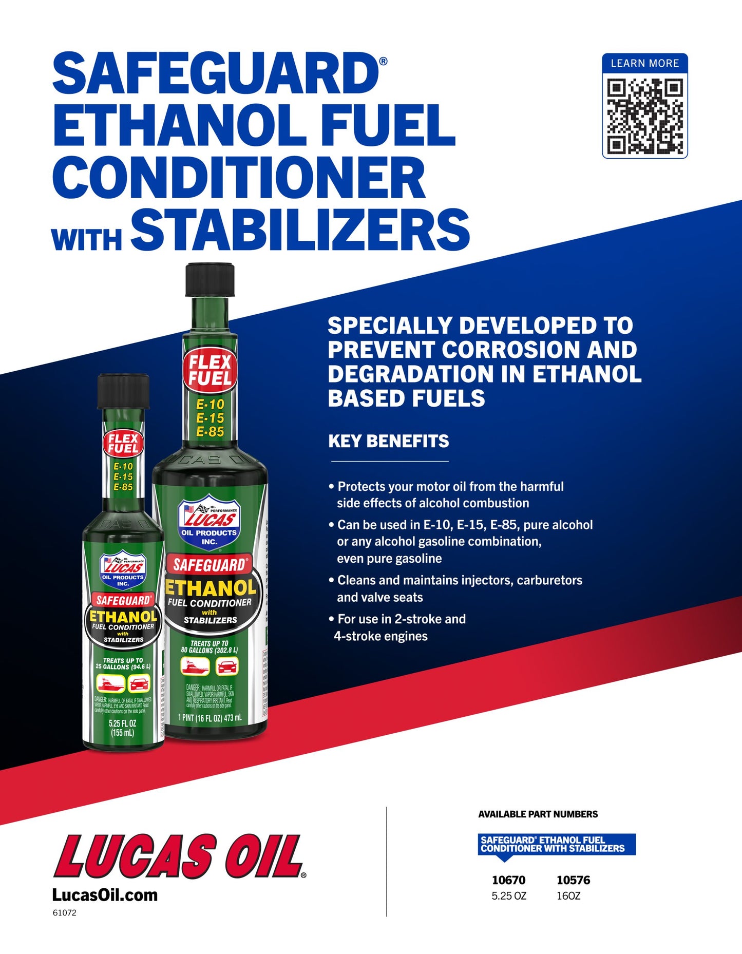 Lucas Oil - Safeguard™ Ethanol Fuel Conditioner With Stabilizers - 10670 - 5.25oz/155ml