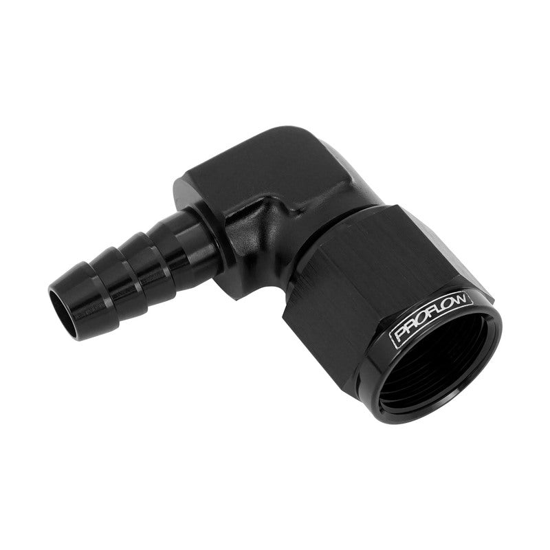 Proflow 3/8in. 90 Degree Barb Male Fitting To 06AN Female, Black