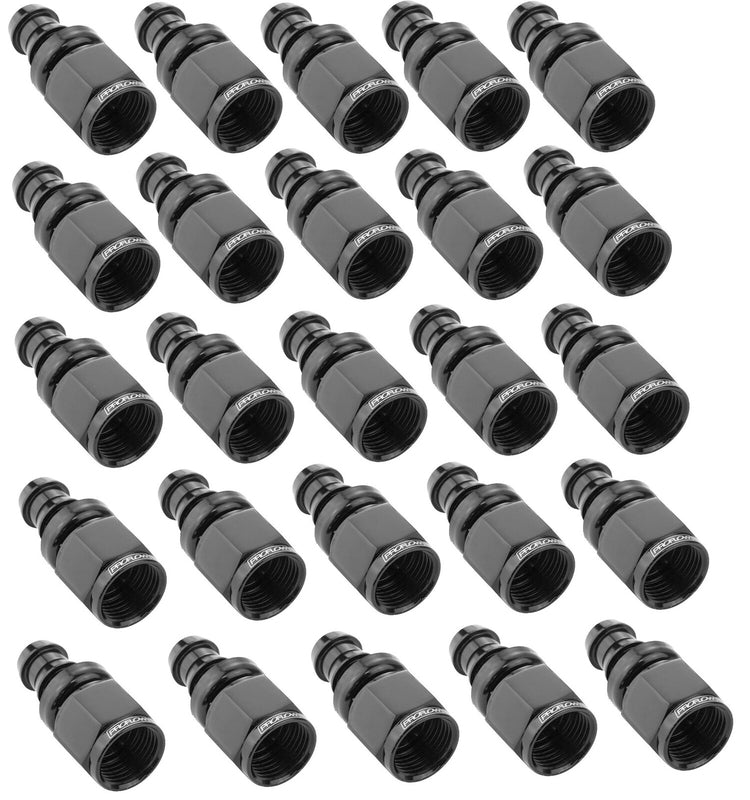 Proflow Bulk Pack Straight Push On Hose End -08AN Black, 25pc